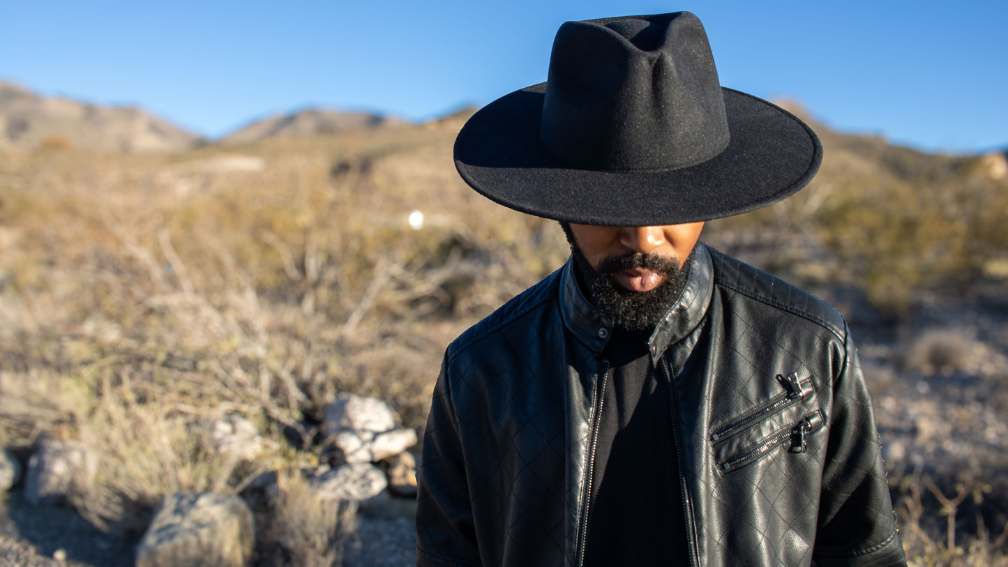 Felt Silk-Lined Fedora – Black (Wide Brim)