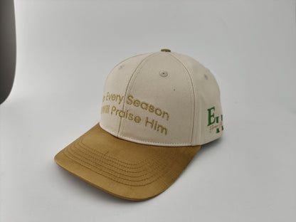 Silk-Lined Baseball Hat – In Every Season I Will Praise Him (Cream/Gold) | 57 cm & 66 cm