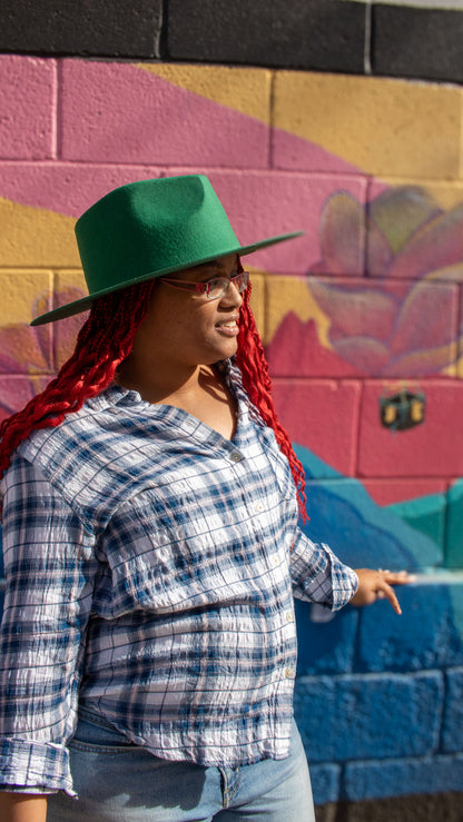 Australian Wool Silk-Lined Fedora – Hunter Green (Wide Brim)